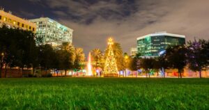 Huizenga Park in downtown Fort Lauderdale, Florida during christmas