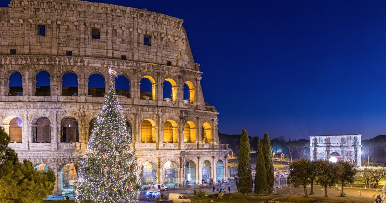 Coliseu em Roma, Itália no Natal