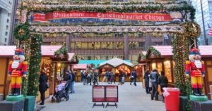 View of the Christkindlmarket in Chicago, Illinois
