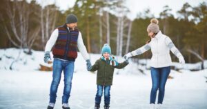 Family on ice rink
