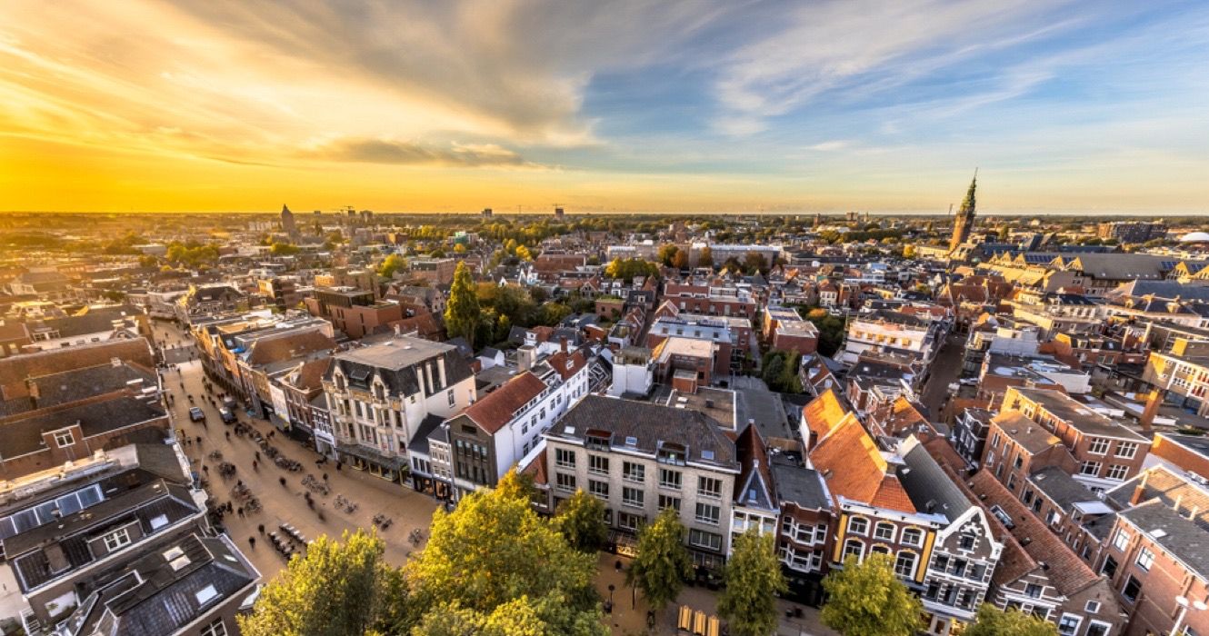 Vista aérea de Groningen, Holanda