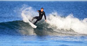 Surfing on Oakley Lowers Pro in San Clemente, California